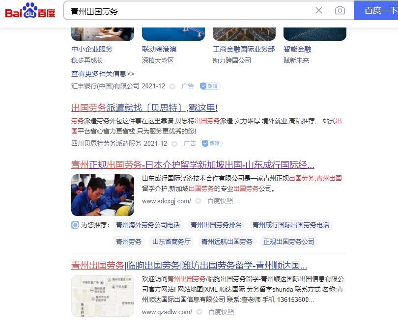 青州出国劳务网站优化案例(图2)